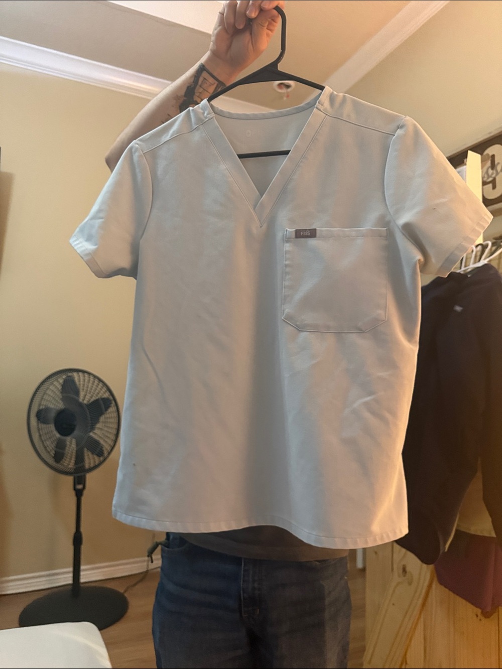 Light blue size small shirt and pants size small petite